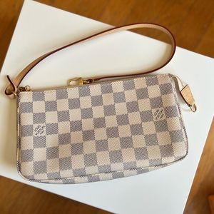 Louis Vuitton Pochette Accessories White Damier Azur Bag